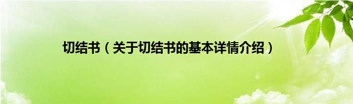 切结书（关于切结书的基本详情介绍）