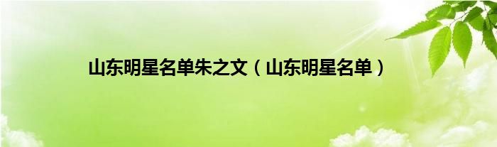 山东明星名单朱之文（山东明星名单）