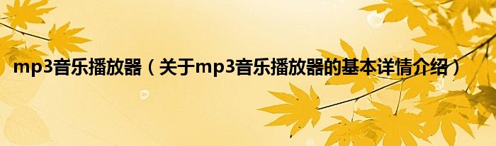 mp3音乐播放器（关于mp3音乐播放器的基本详情介绍）