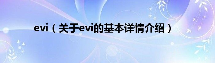evi（关于evi的基本详情介绍）