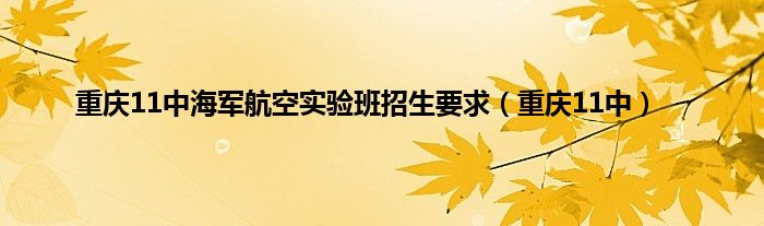 重庆11中海军航空实验班招生要求（重庆11中）
