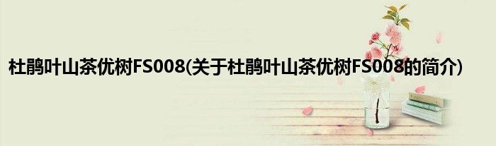 杜鹃叶山茶优树FS008(关于杜鹃叶山茶优树FS008的简介)