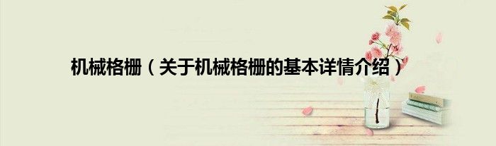 机械格栅（关于机械格栅的基本详情介绍）