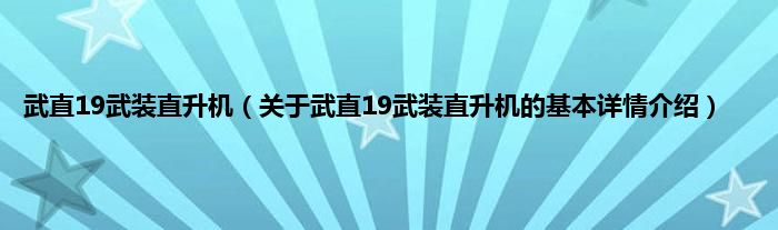 武直19武装直升机（关于武直19武装直升机的基本详情介绍）